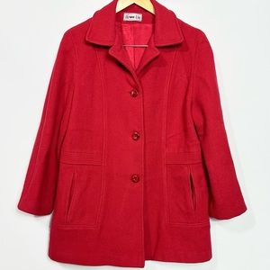 Herman Kay Made in USA Women's Red 80% wool 20% Nylon Pea Coat sz large